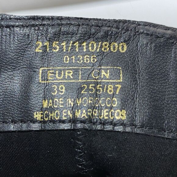 ZARA Chunky Lug Sole Ankle Boots Black Leather Buckles Side Zip Moto Y2K Size 8 - Picture 8 of 10